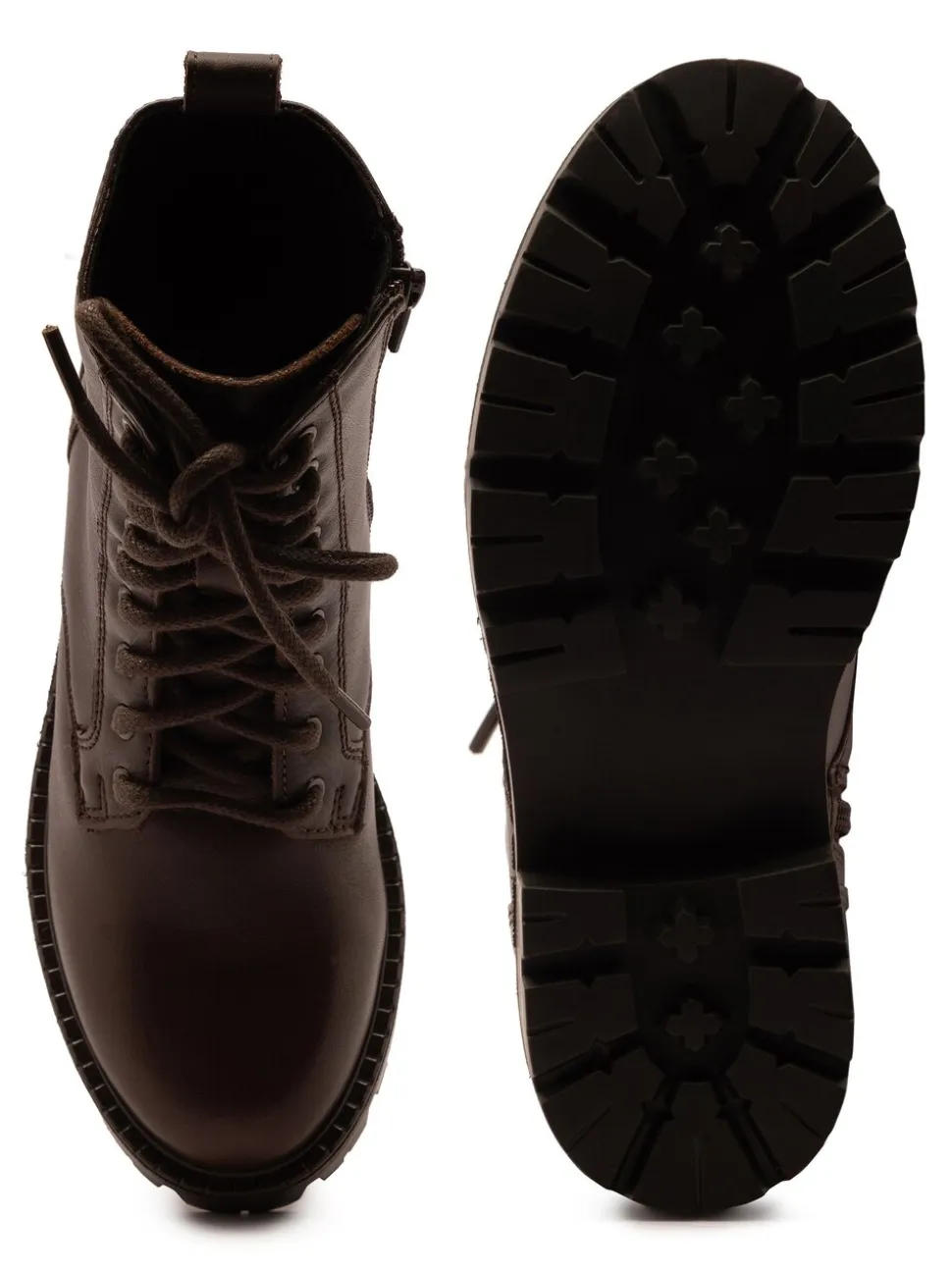 Bruin - Off The Hook Nala Chunky Leather Lace-Up Combat Ankle Boots