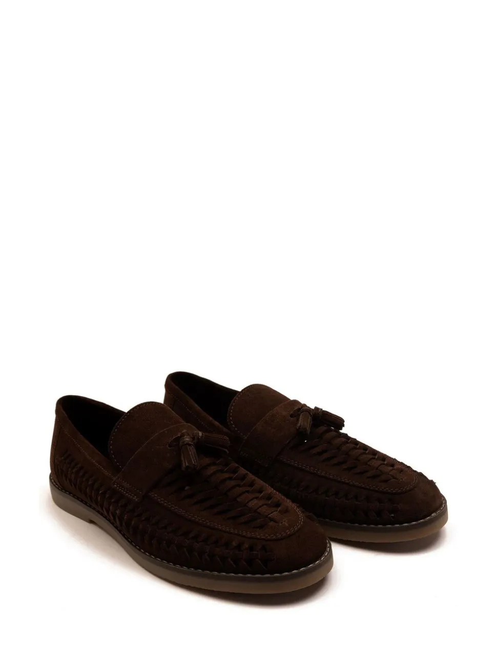 Bruin - Off The Hook Tiger Tassel Suede Leather Slip-On Loafers with Woven Detail
