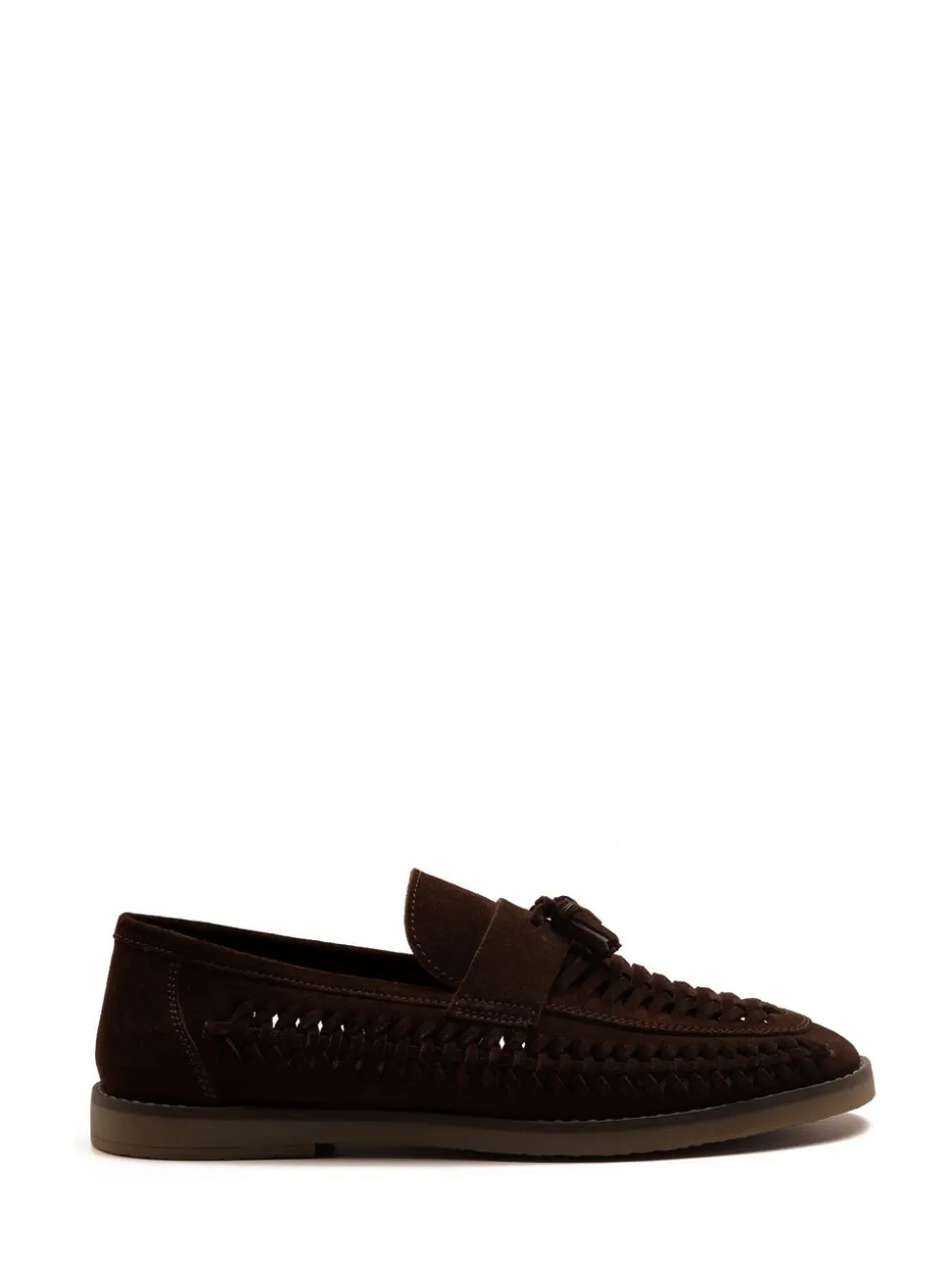 Bruin - Off The Hook Tiger Tassel Suede Leather Slip-On Loafers with Woven Detail