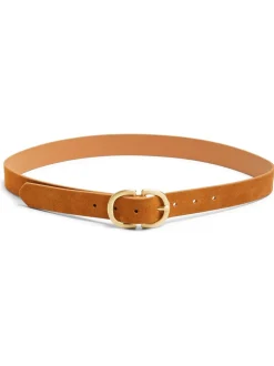 Bruin - PIECES suède riem met gesp