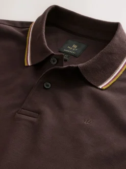 Bruin - Regular fit poloshirt met korte mouwen en contrasterende randen
