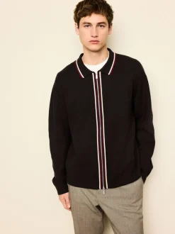 Bruin - Regular Fit Premium Mid Weight Tipped Zip Through Collared Cardigan