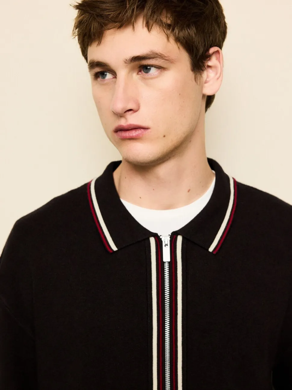 Bruin - Regular Fit Premium Mid Weight Tipped Zip Through Collared Cardigan