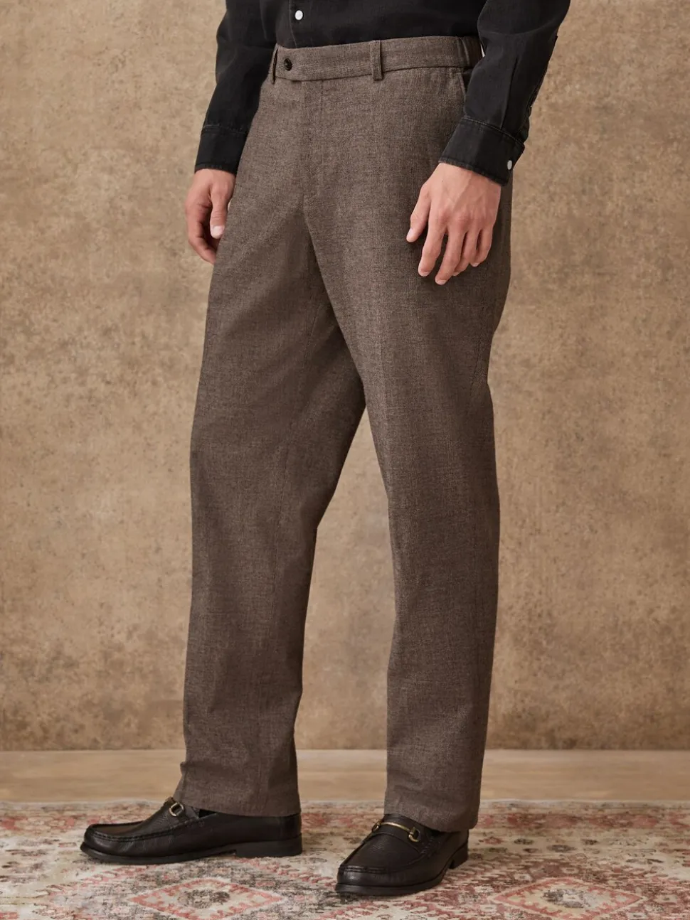 Bruin - Regular Fit Smart Brushed Cotton Textured Trousers