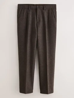 Bruin - Regular Tapered Fit Smart Textured Trousers With Wool