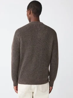 Bruin - Rib Texture Zip Through Cardigan with Wool