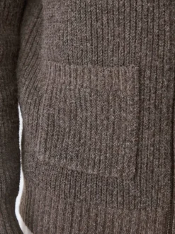 Bruin - Rib Texture Zip Through Cardigan with Wool