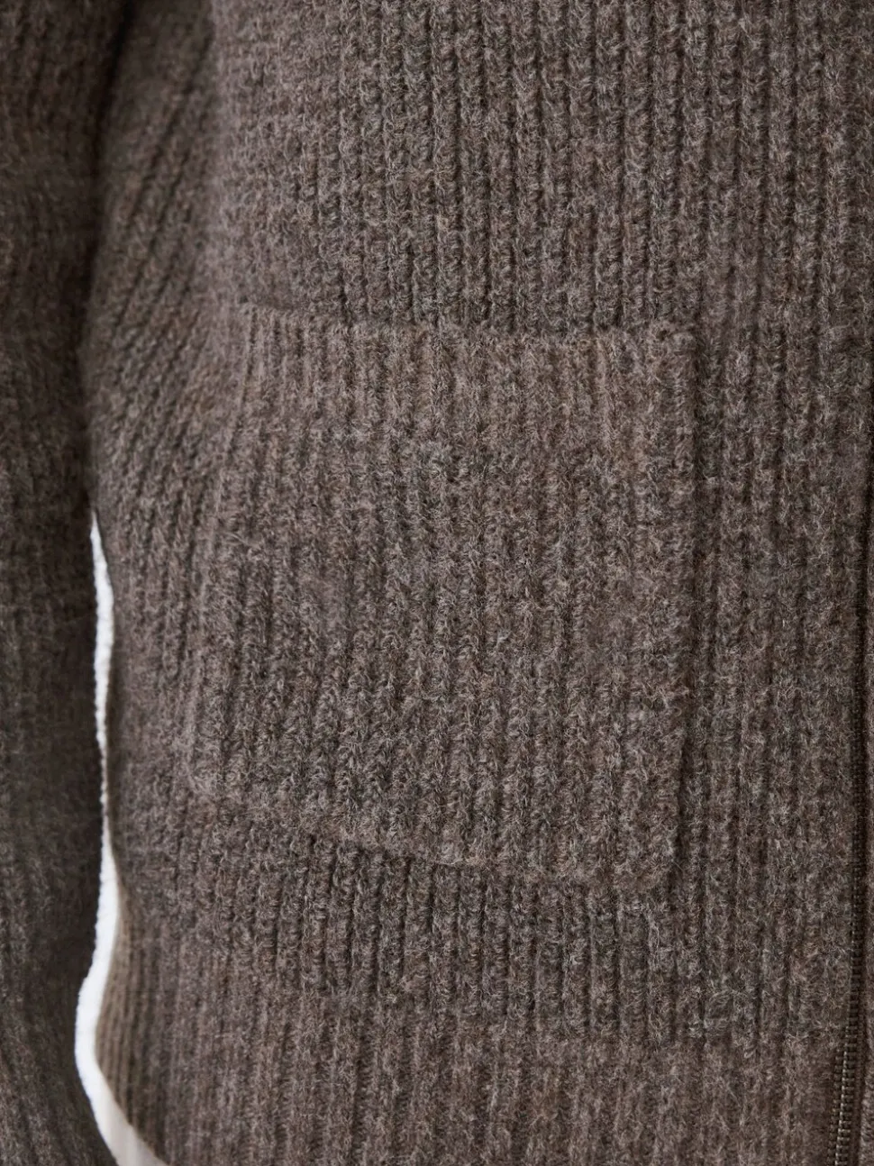 Bruin - Rib Texture Zip Through Cardigan with Wool