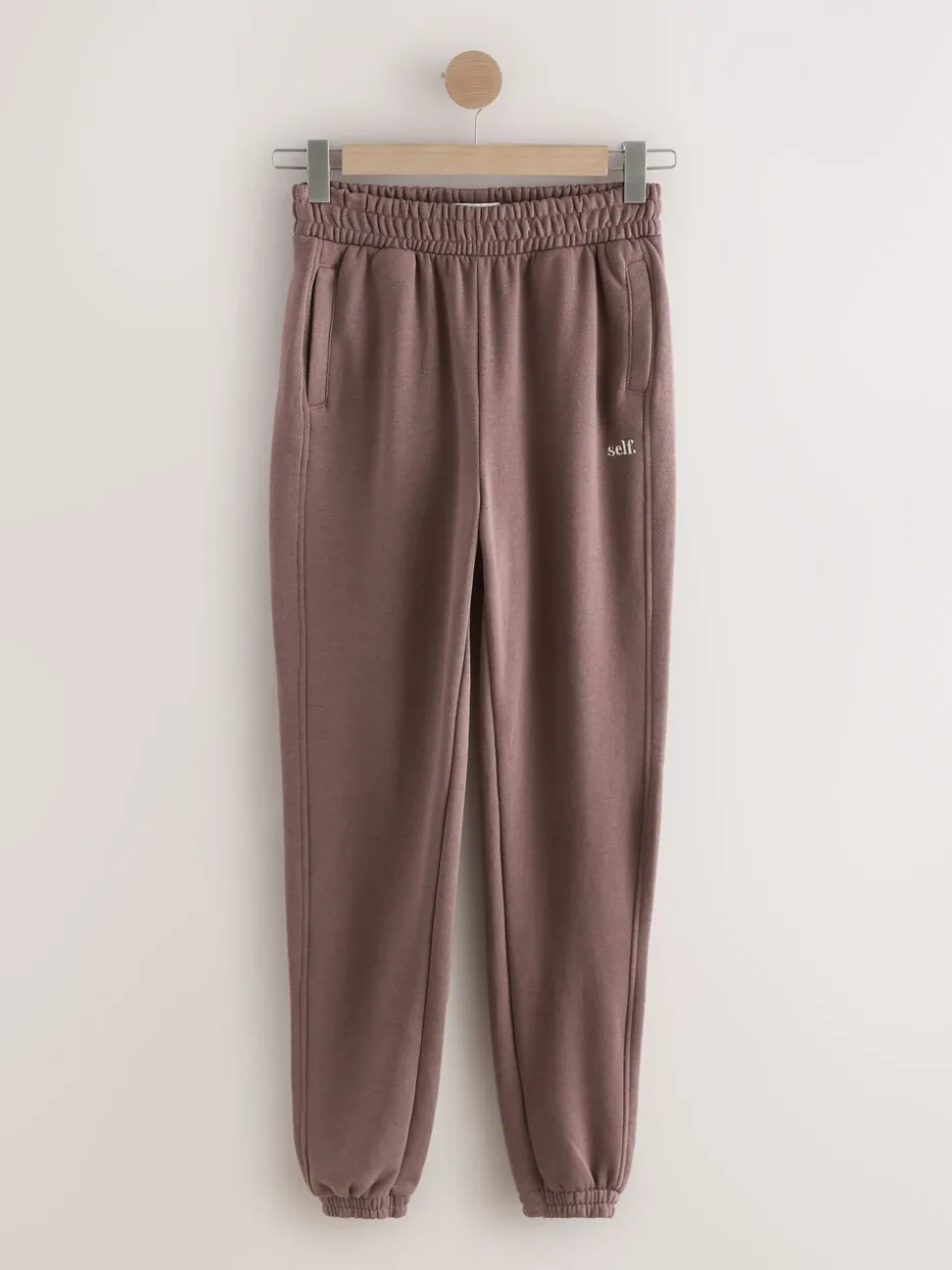 Bruin - Self. joggingbroek met boorden