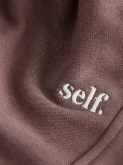 Bruin - Self. joggingbroek met boorden