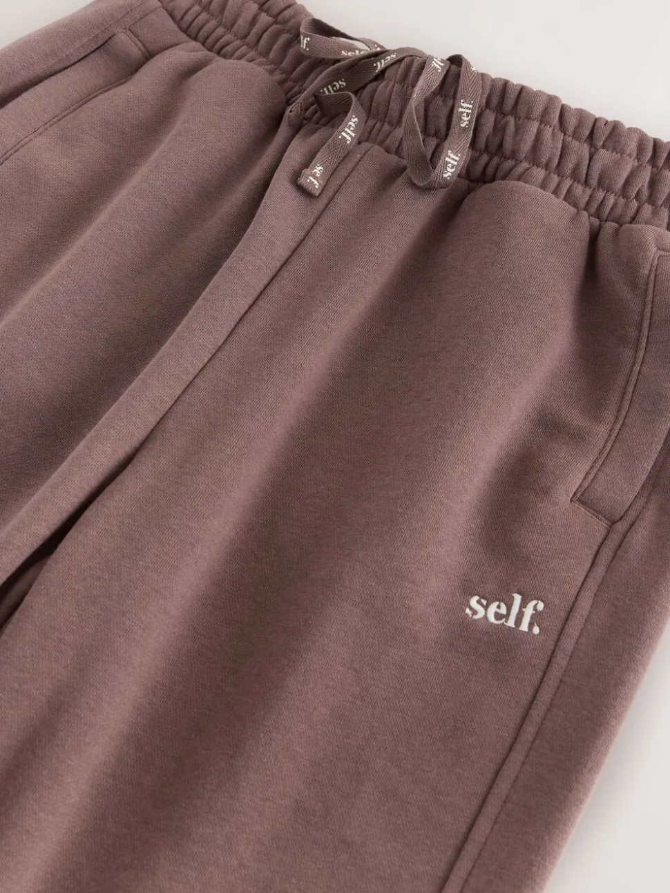 Bruin - Self. joggingbroek met boorden