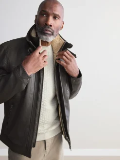 Bruin - Signature Four Pocket Borg Lined Leather Jacket