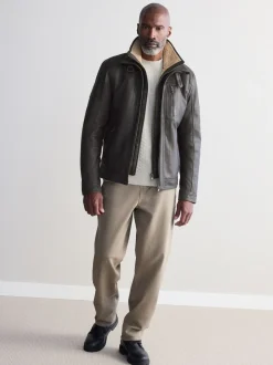 Bruin - Signature Four Pocket Borg Lined Leather Jacket