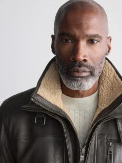 Bruin - Signature Four Pocket Borg Lined Leather Jacket