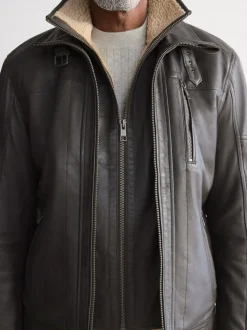 Bruin - Signature Four Pocket Borg Lined Leather Jacket