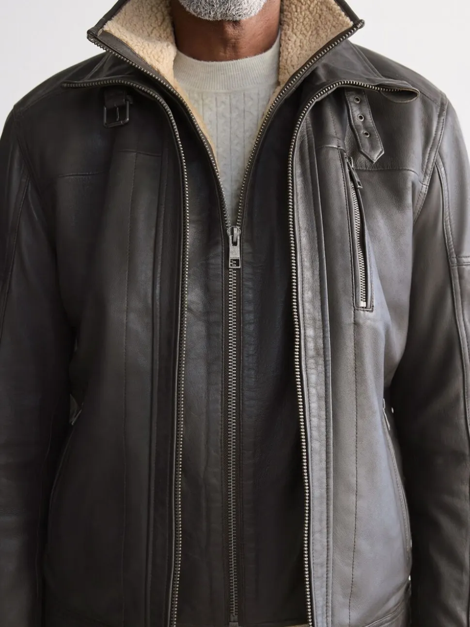 Bruin - Signature Four Pocket Borg Lined Leather Jacket