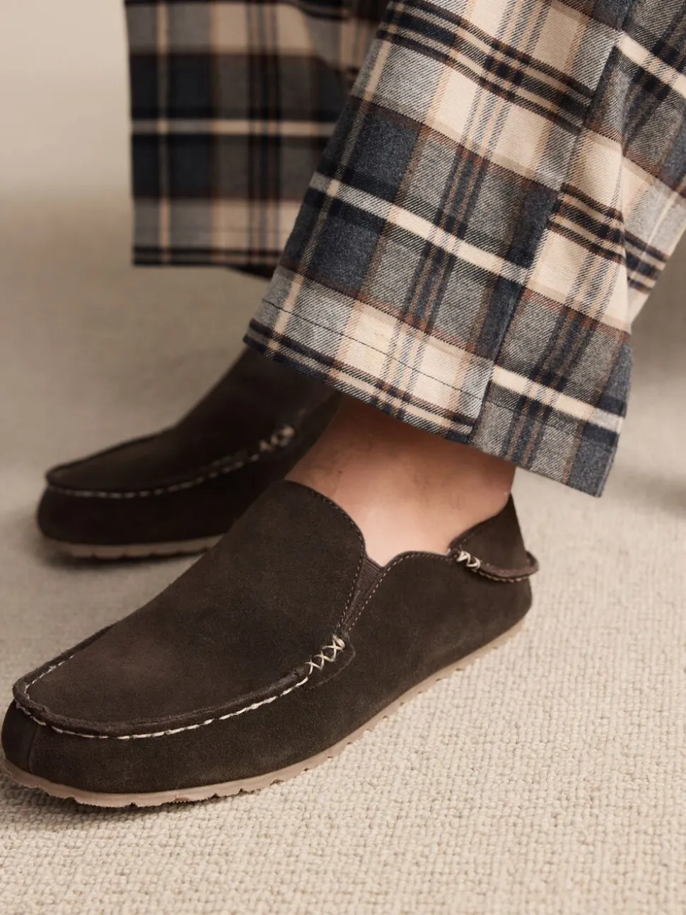 Bruin - Signature Kickdown suède moccasinpantoffels