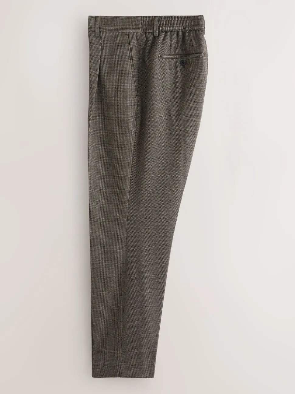 Bruin - Slim fit getextureerde broek met elastische achterkant en stretchy