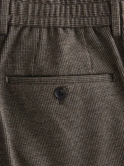 Bruin - Slim fit getextureerde broek met elastische achterkant en stretchy