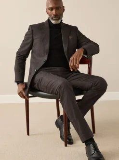 Bruin - Slim Fit Signature Cerruti Italian Wool Puppytooth Suit Jacket