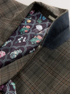 Bruin - Slim-fit maatgesneden pak met ruiten: colbert