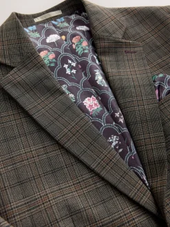 Bruin - Slim-fit maatgesneden pak met ruiten: colbert