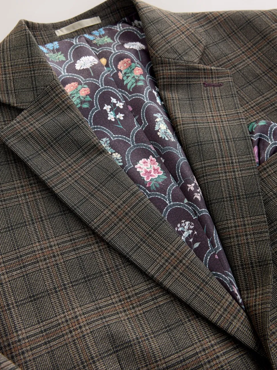 Bruin - Slim-fit maatgesneden pak met ruiten: colbert