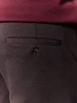Bruin - Slimme broek met elastische tailleband en wolgehalte