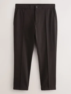 Bruin - Slimme broek met elastische tailleband en wolgehalte