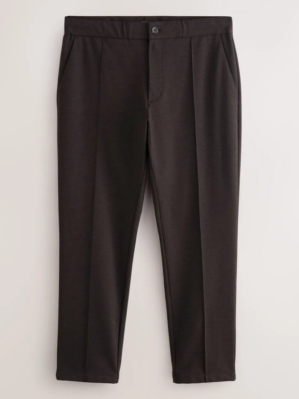 Bruin - Slimme broek met elastische tailleband en wolgehalte