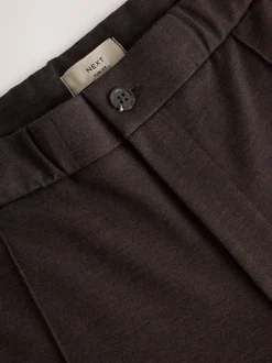 Bruin - Slimme broek met elastische tailleband en wolgehalte