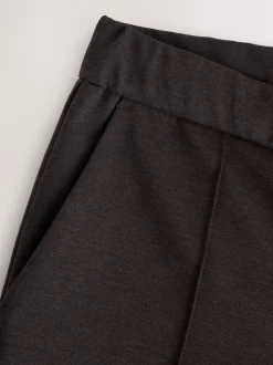 Bruin - Slimme broek met elastische tailleband en wolgehalte