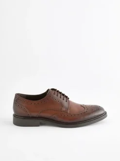 Bruin - Standaard pasvorm - Leren derby-brogues