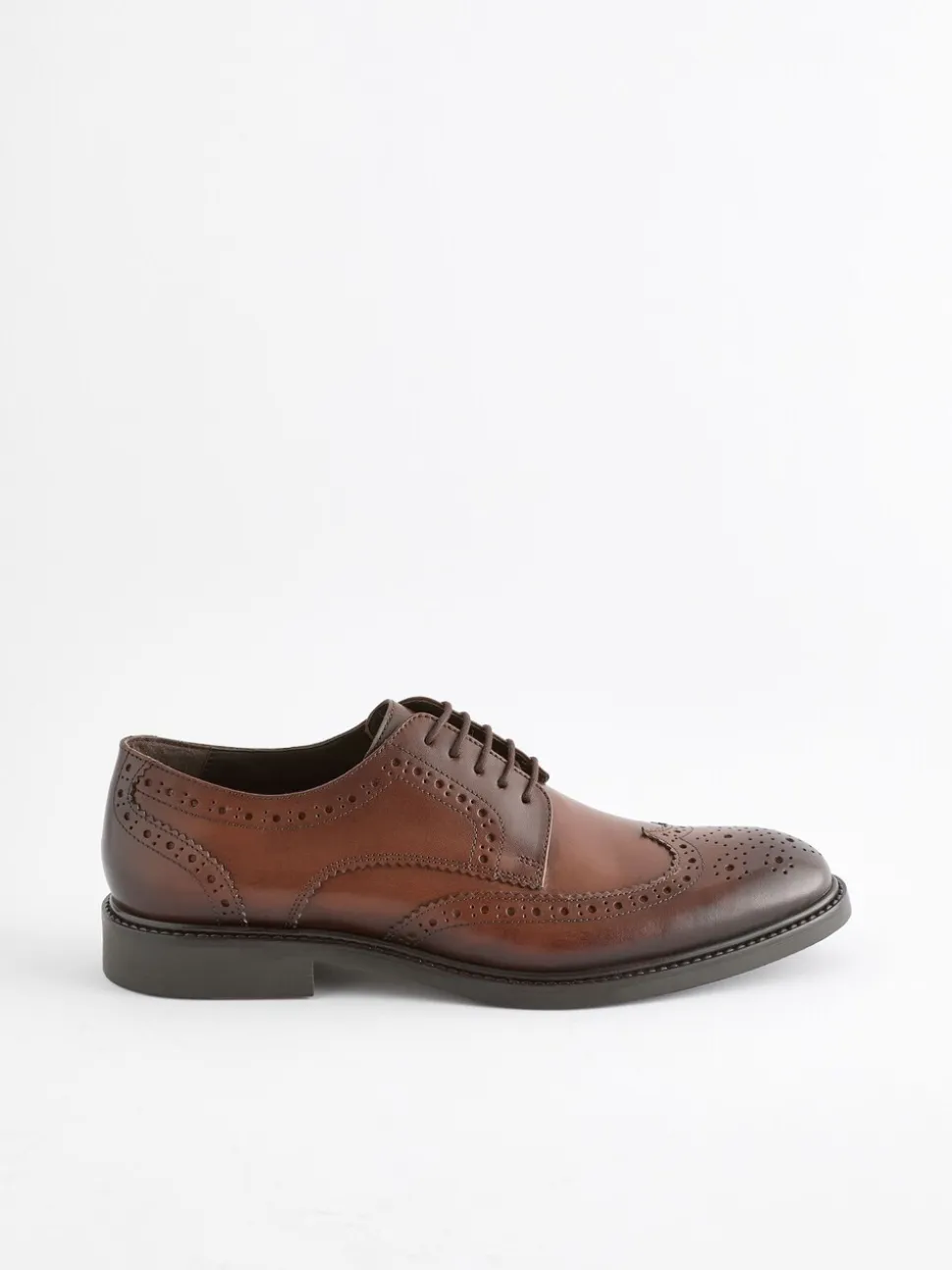 Bruin - Standaard pasvorm - Leren derby-brogues