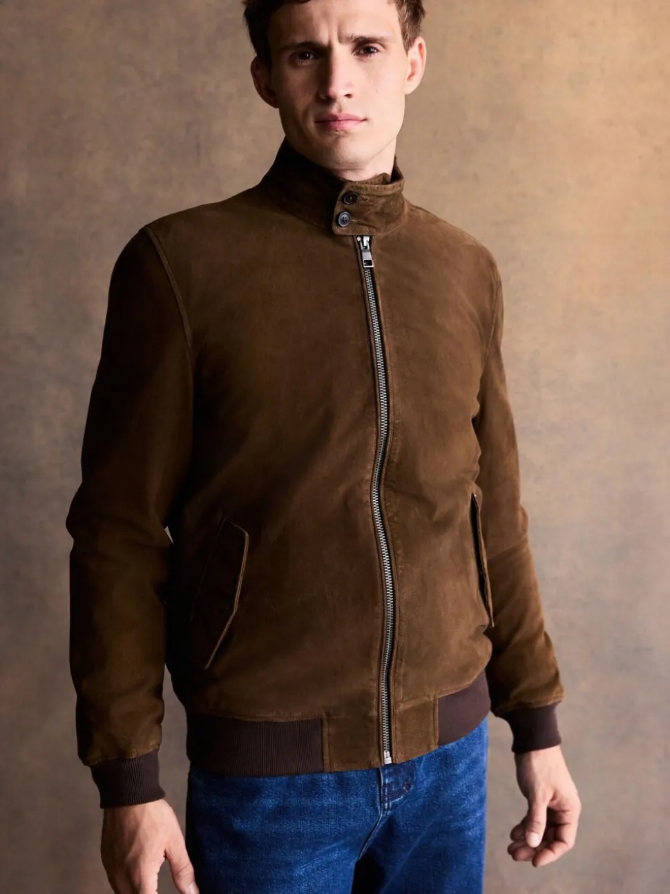 Bruin - Suede Harrington Jacket