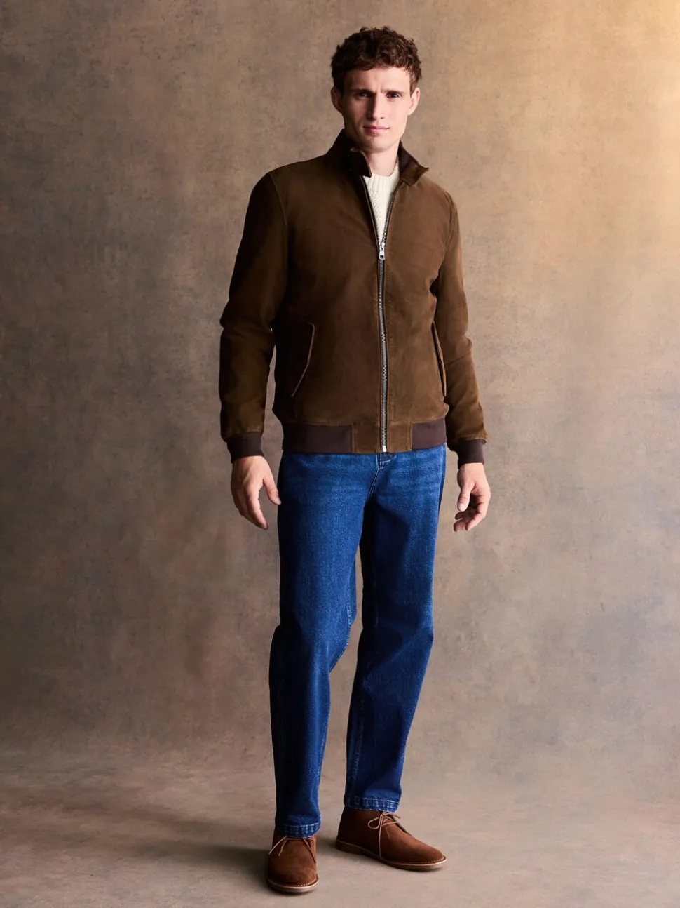 Bruin - Suede Harrington Jacket