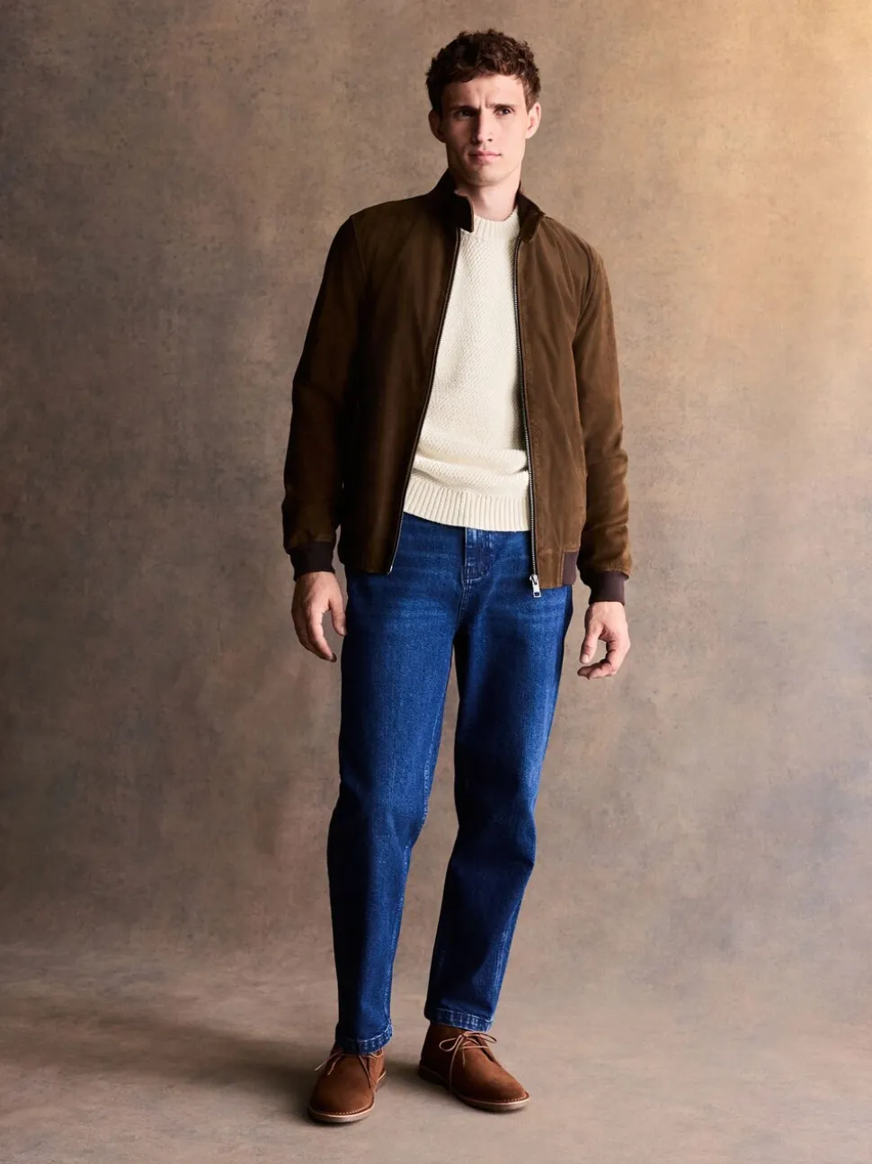 Bruin - Suede Harrington Jacket