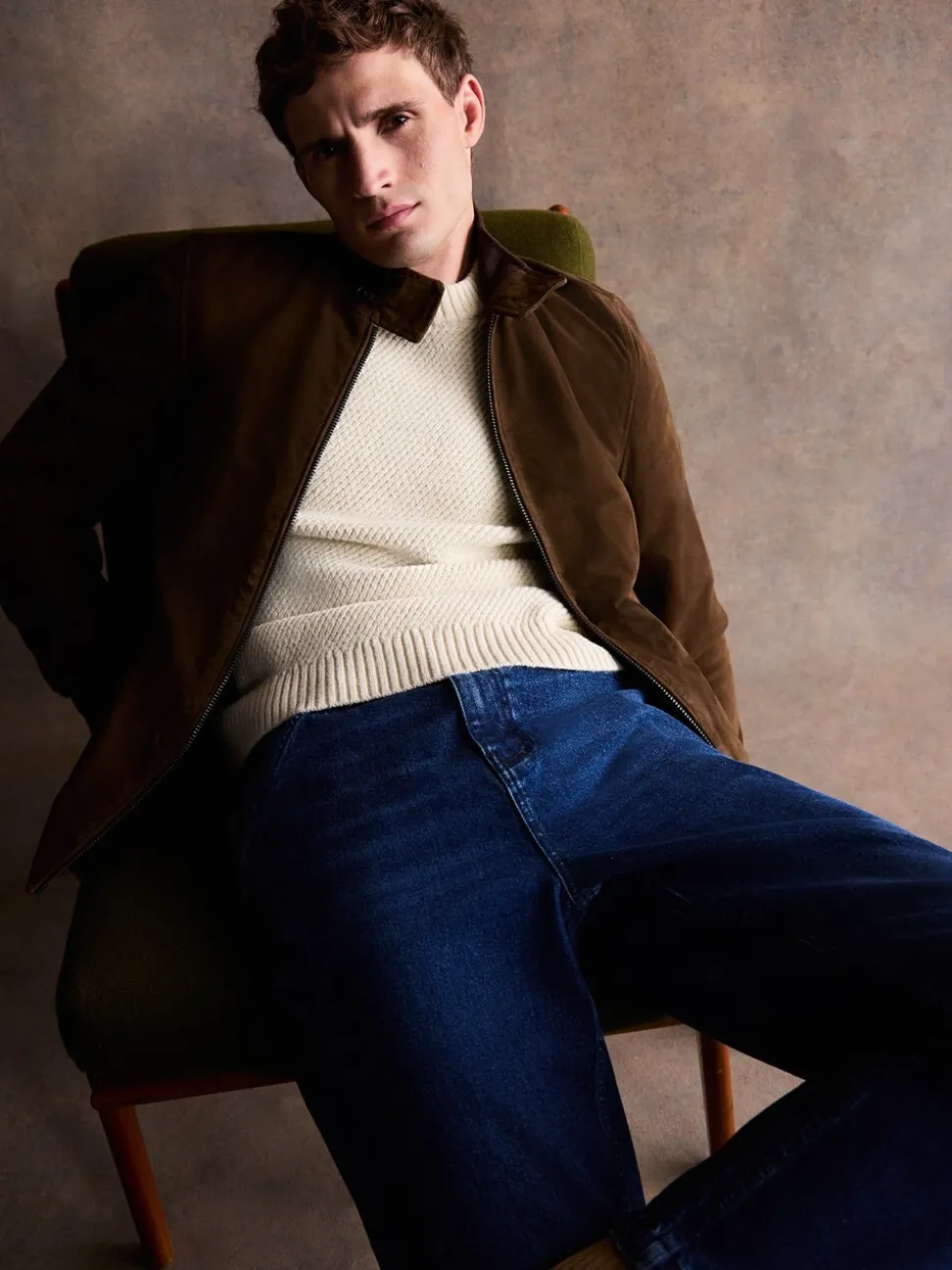 Bruin - Suede Harrington Jacket