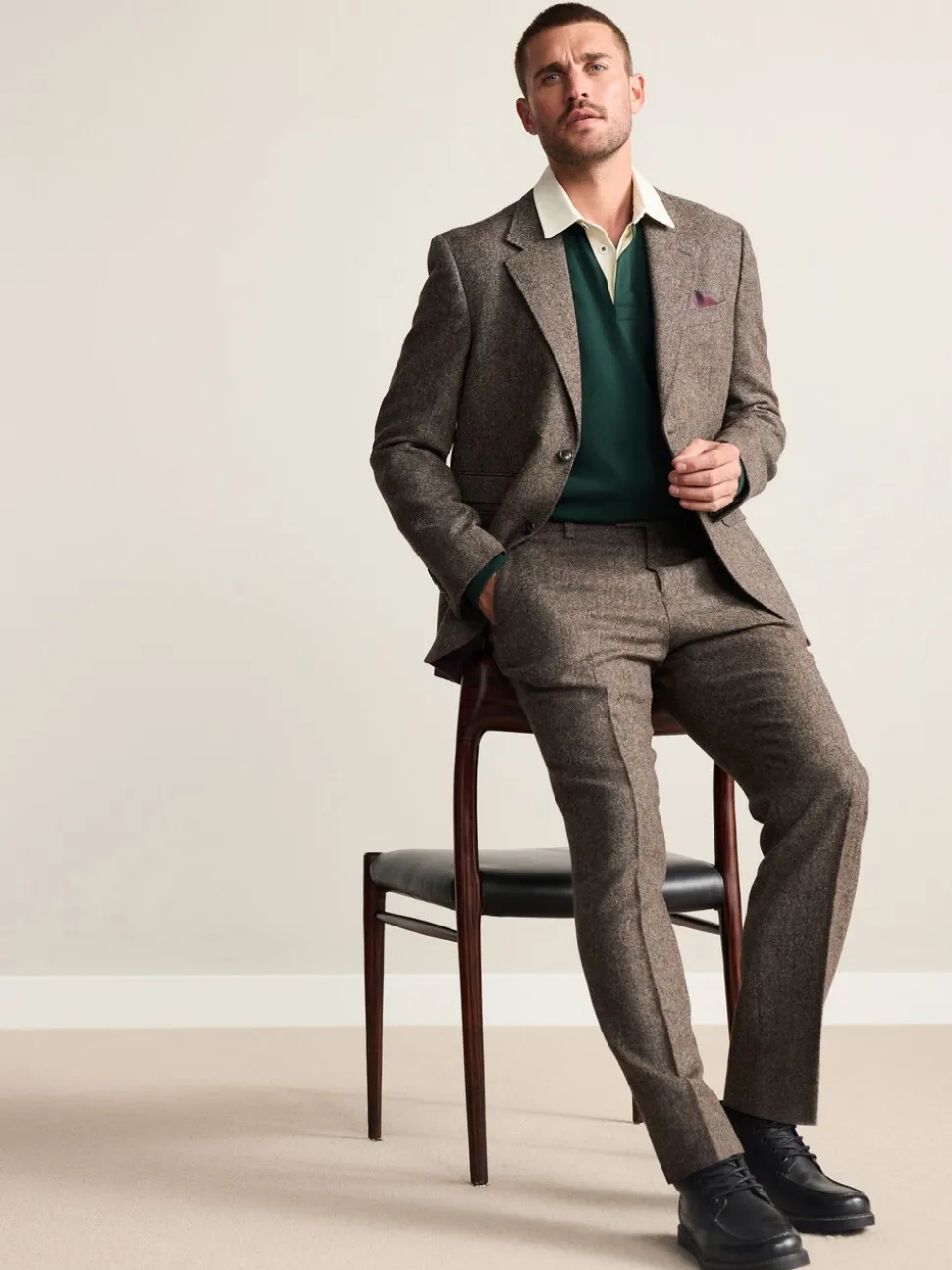 Bruin - Tailored Fit Signature Abraham Moon 100% British Wool Donegal Suit Jacket