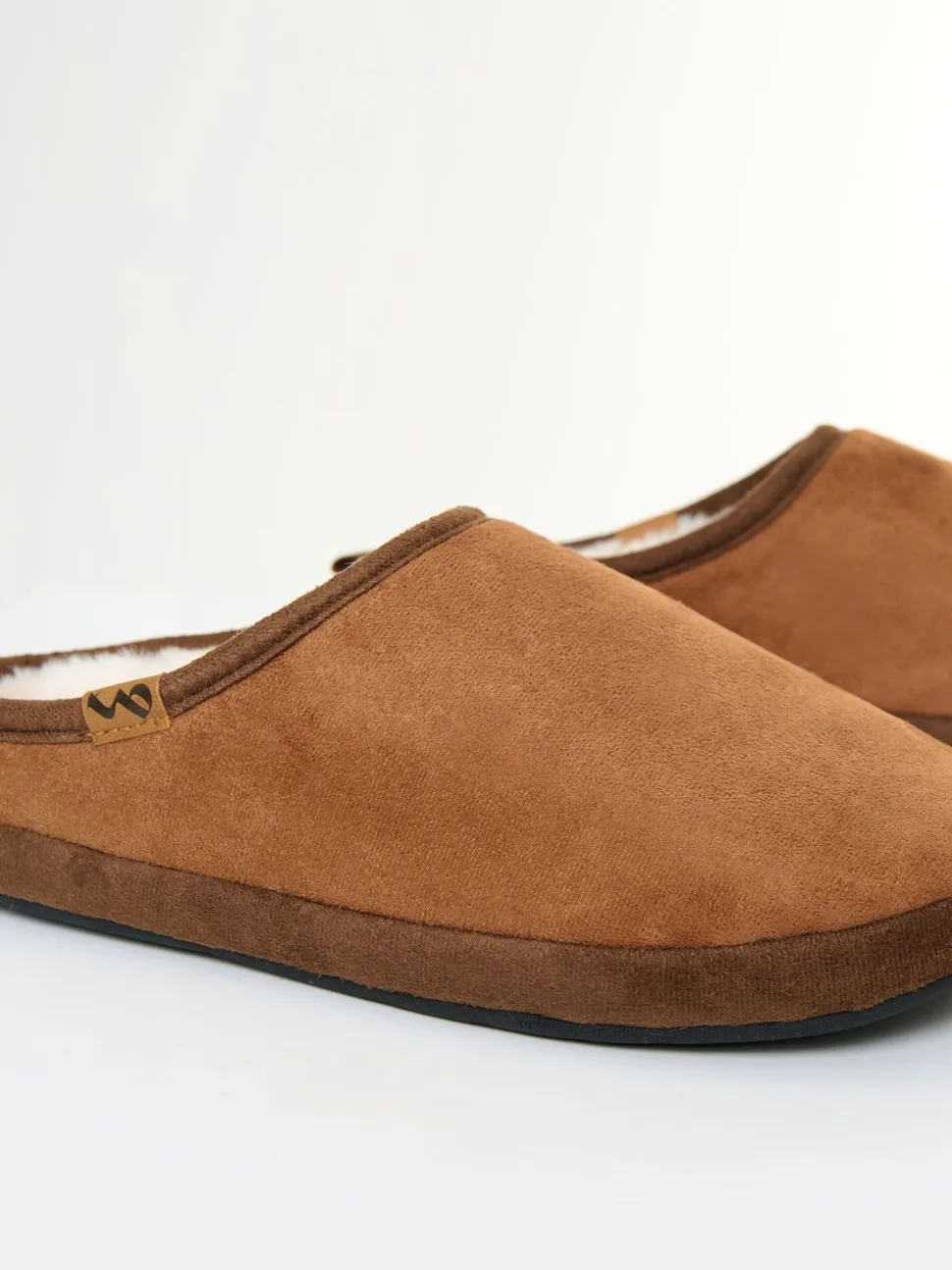 Bruin - Threadbare Faux Suede Faux Fur Lined Mule Slippers