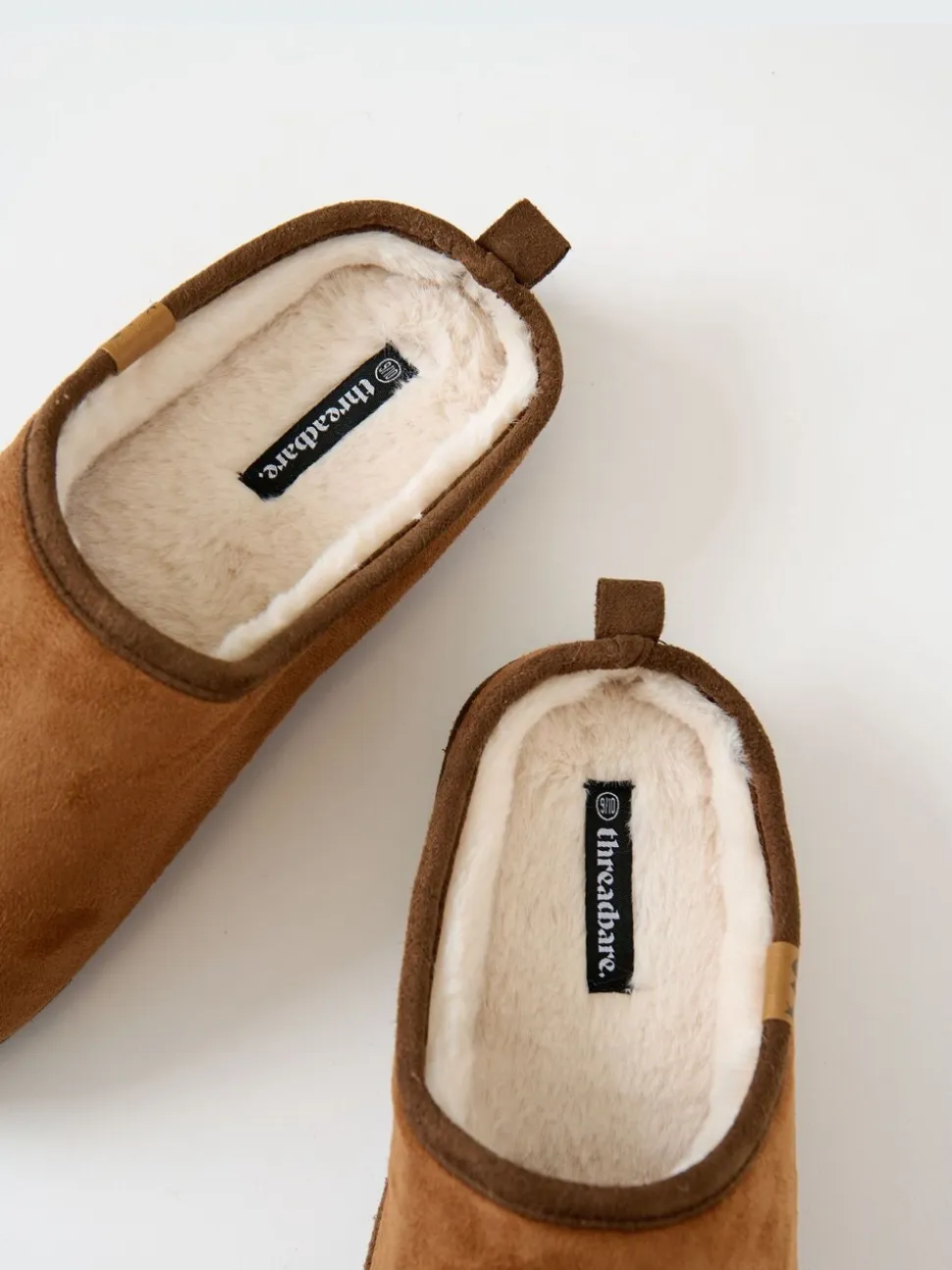 Bruin - Threadbare Faux Suede Faux Fur Lined Mule Slippers