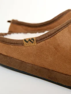 Bruin - Threadbare Faux Suede Faux Fur Lined Mule Slippers
