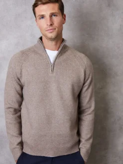 Bruin - Threadbare Raglan Rib Quarter Zip Knitted Jumper