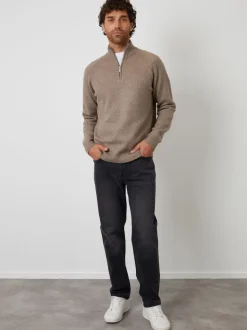 Bruin - Threadbare Raglan Rib Quarter Zip Knitted Jumper