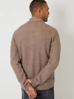 Bruin - Threadbare sjaalkraag gebreid vest