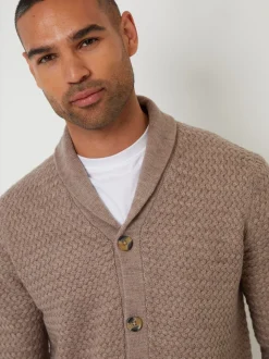 Bruin - Threadbare sjaalkraag gebreid vest