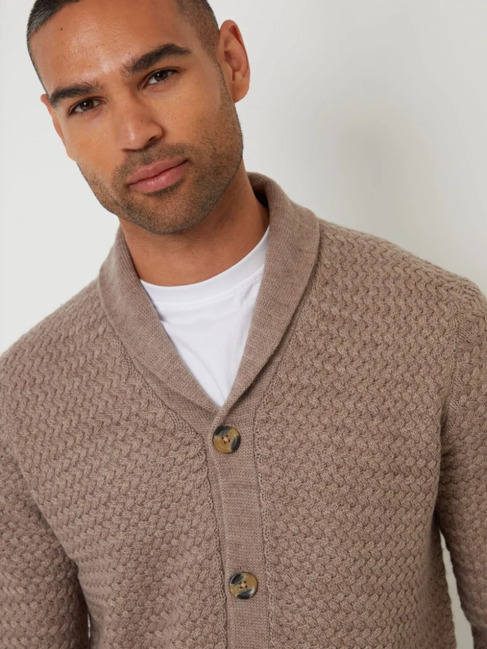 Bruin - Threadbare sjaalkraag gebreid vest