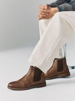 Bruin - Wasachtige leren Chelsea Boots