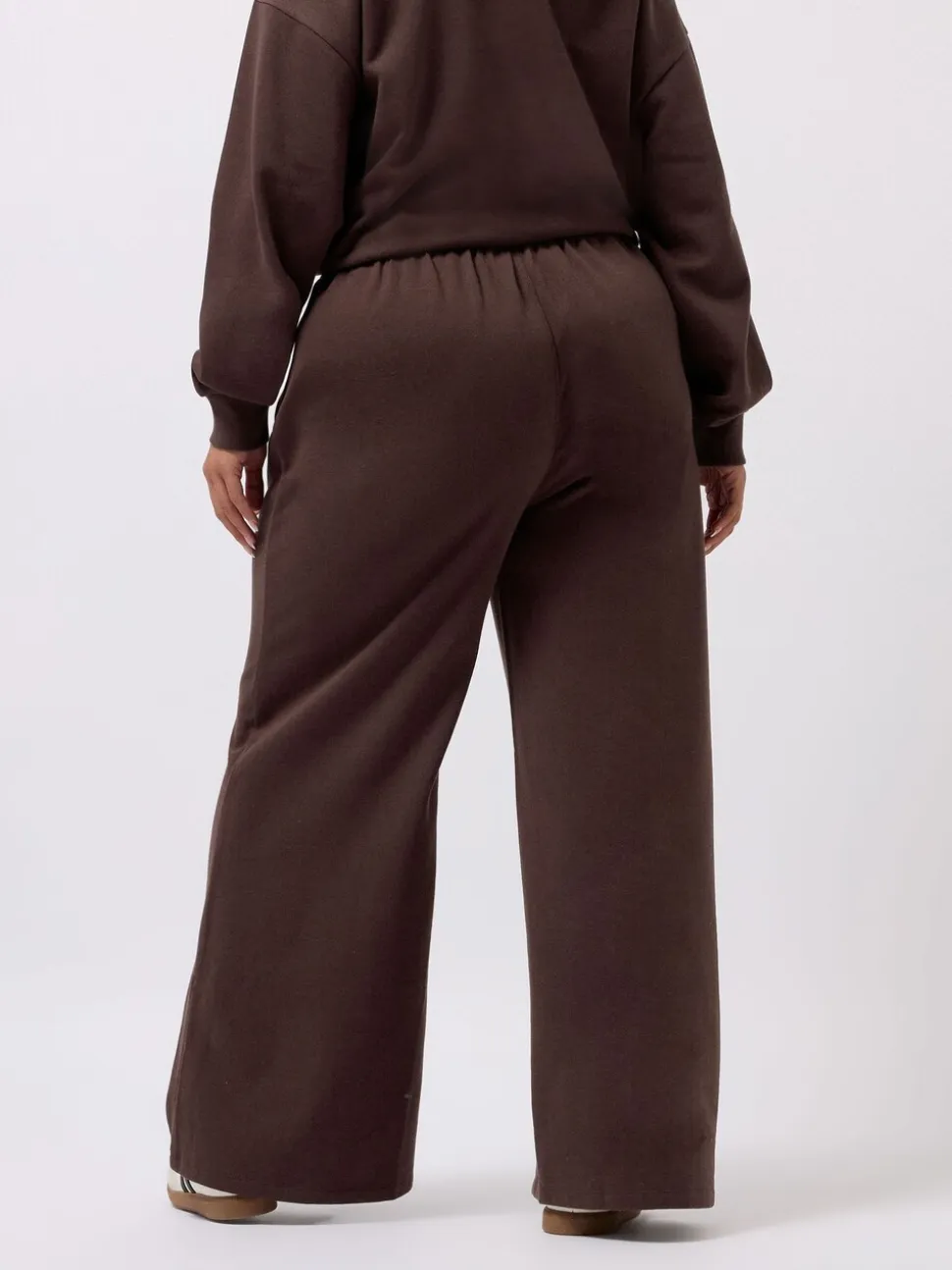 Bruin - Yours Curve joggingbroek met wijde pijpen
