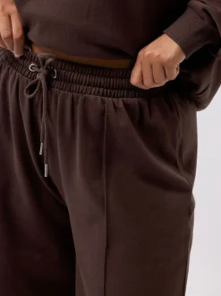 Bruin - Yours Curve joggingbroek met wijde pijpen